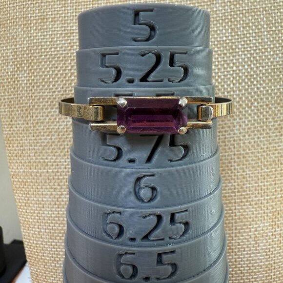 Vintage Avon Gold-Tone Hinged Bracelet With Rectangular Purple Gemstone - Picture 3 of 12